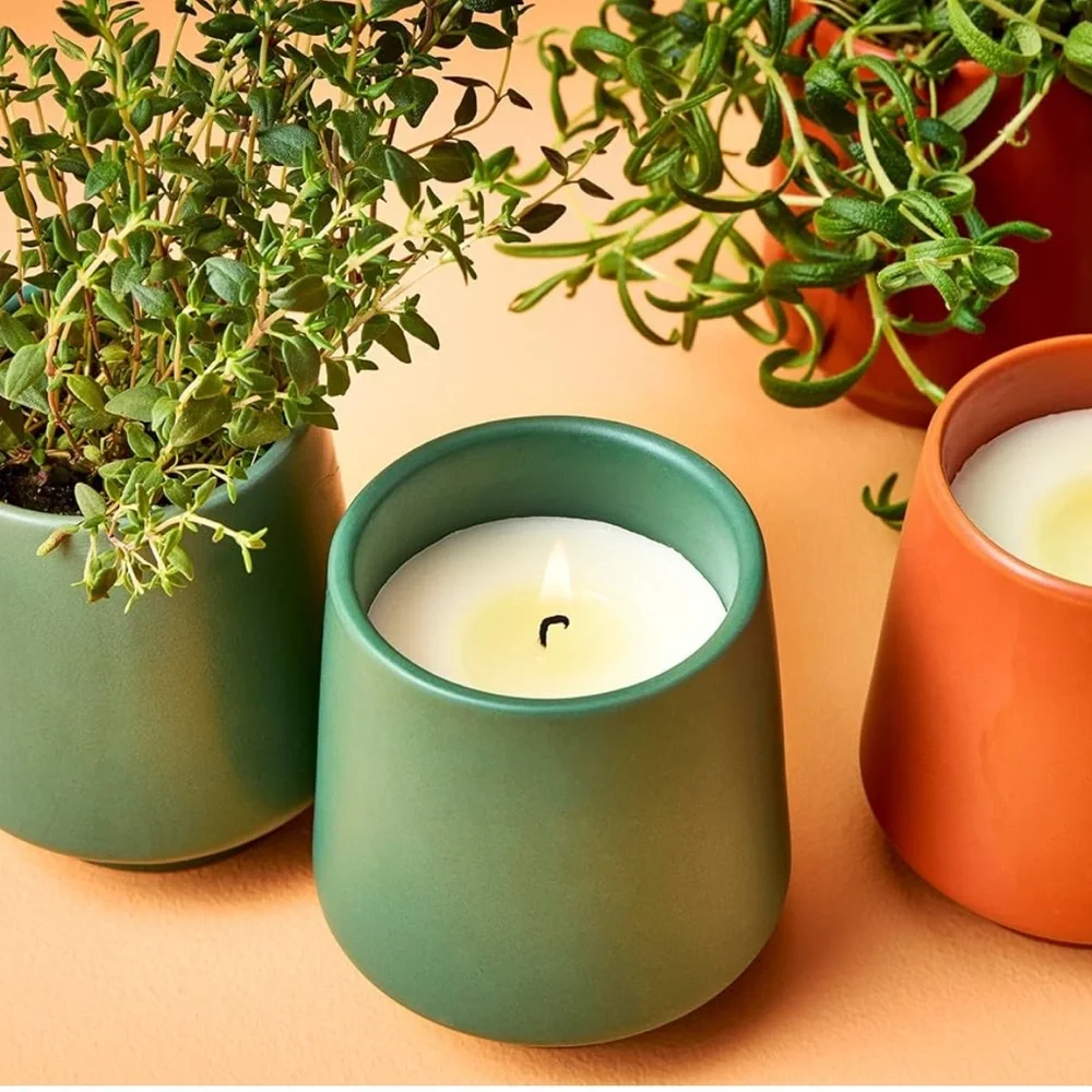 Rooted Thyme Candle & Grow Kit ~Light thyme scent w/ thyme seeds in ceramic jar